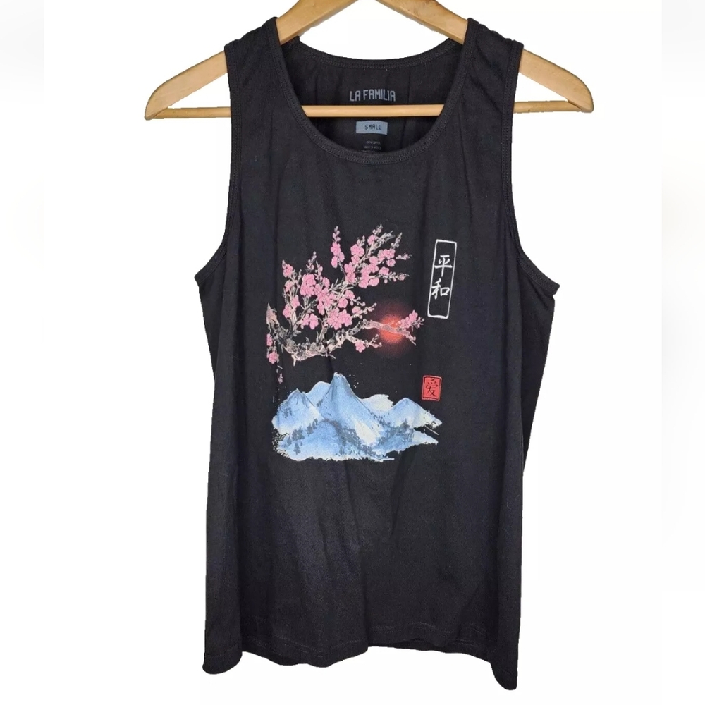 La Familia Fuji Sunset Tank Top in Black Size S